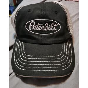 Peterbilt Trucker Hat Mesh Back Cap Black White Logo Patch Snapback New With Tag